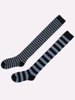 Chaussettes lolita en orlon avec rayure Déguisements Halloween