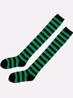 Chaussettes lolita en orlon avec rayure Déguisements Halloween