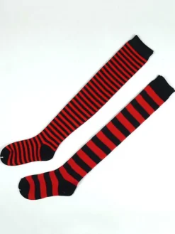 Chaussettes lolita en orlon avec rayure Déguisements Halloween