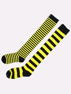 Chaussettes lolita en orlon avec rayure Déguisements Halloween