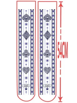 Chaussettes Lolita Gothiques Bas Lolita Imprimé Velours Bleu Foncé