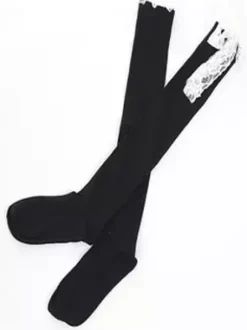 Chaussettes Lolita noires tricotées avec n艙uds blancs Déguisements Halloween