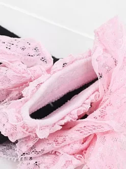 Chaussettes Lolita tricotées avec n艙uds roses Déguisements Halloween
