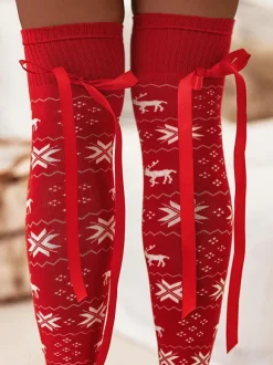 Chaussettes Longues Motif Noël N艙ud