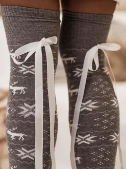 Chaussettes Longues Motif Noël N艙ud