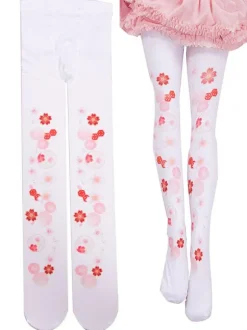 Chaussettes Sweet Lolita Rose Spandex Motif Sakura Accessoires Lolita
