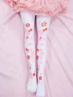 Chaussettes Sweet Lolita Rose Spandex Motif Sakura Accessoires Lolita