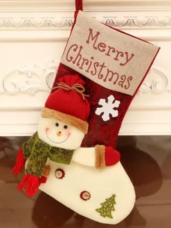 Chaussettes de Noël 2026 Sac Cadeau de Noël Cadeau de Décoration Sac de Bonbons Noël Cadeau Enfant