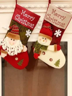 Chaussettes de Noël 2026 Sac Cadeau de Noël Cadeau de Décoration Sac de Bonbons Noël Cadeau Enfant