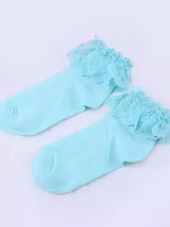 Chaussettes lolita coupe dentelle coton mixte pur bleu Déguisements Halloween