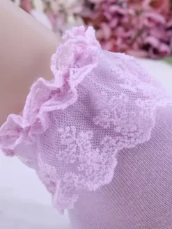 Chaussettes lolita coupe dentelle coton mixte pur bleu Déguisements Halloween