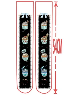 Chaussettes Sweet Lolita Chaussettes Lolita roses imprimées en velours