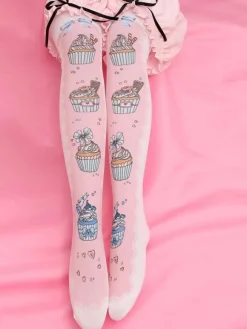 Chaussettes Sweet Lolita Chaussettes Lolita roses imprimées en velours