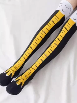 Chaussettes unisexes amusantes à motif pattes de poulet chaussettes de yoga. Taille M : chaussettes mi-mollet ; L : chaussettes hautes.