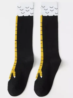 Chaussettes unisexes amusantes à motif pattes de poulet chaussettes de yoga. Taille M : chaussettes mi-mollet ; L : chaussettes hautes.