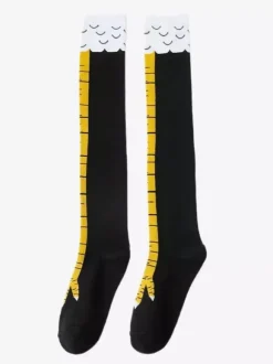 Chaussettes unisexes amusantes à motif pattes de poulet chaussettes de yoga. Taille M : chaussettes mi-mollet ; L : chaussettes hautes.