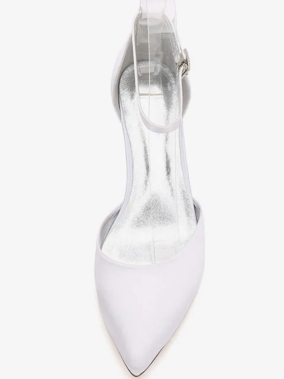 Chaussure de mariée en soie et satin à petits talons