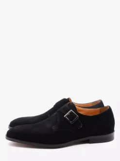 Chaussures à boucle pour homme mocassins à bout pointu en daim tendance en cuir mat