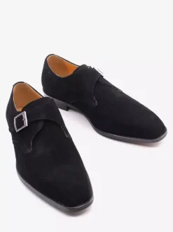 Chaussures à boucle pour homme mocassins à bout pointu en daim tendance en cuir mat