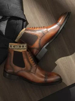 Chaussures Chaussures Homme Bottes de Travail Bottes Homme Cuir Chic Marron