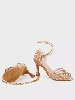 Chaussures de danse de salon en satin chaussures de danse latine à brides et strass