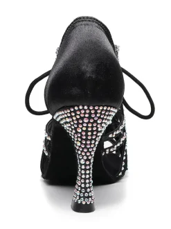 Chaussures de Danse Femme à Talons Hauts en Paillettes à Lacets Bicolores