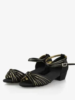 Chaussures de danse latine en polyester à bout rond et abricot foncé