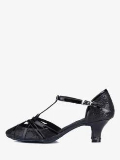 Chaussures de danse latine argentées à bout rond et boucle chaussures de danse de salon