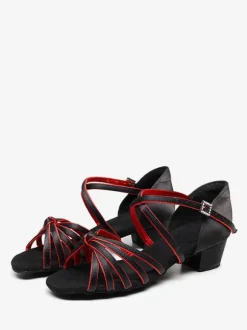Chaussures de danse latine chaussures de danse marron à bout rond et boucle