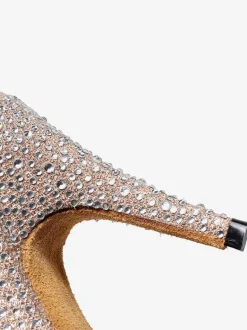 Chaussures de danse latine en cuir PU noir à bout ouvert et strass