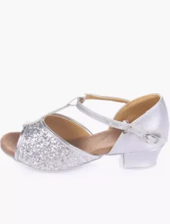 Chaussures de danse salsa et latines enfant argent pailletes