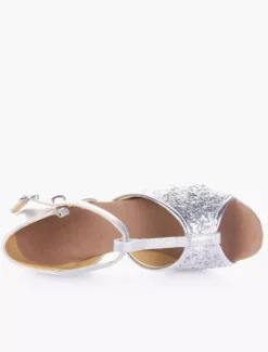 Chaussures de danse salsa et latines enfant argent pailletes