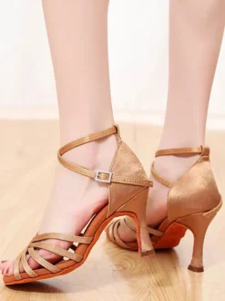 Chaussures de danse salsa et latine marron talon sur-mesure