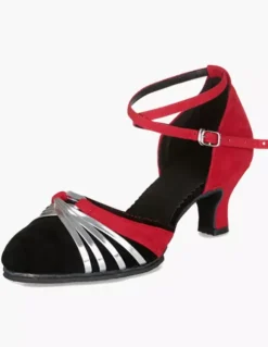 Chaussures de latine à talons épais semelle souple