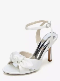 Chaussures de mariage à talons hauts avec n艙ud en satin
