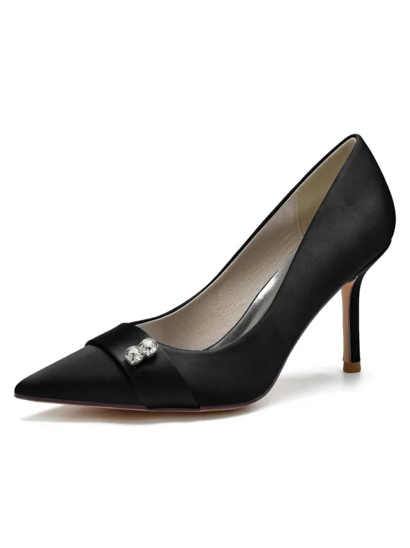 Chaussures de Mariage à Talons Hauts Femme avec Bout Pointu en Paillettes Unicolore