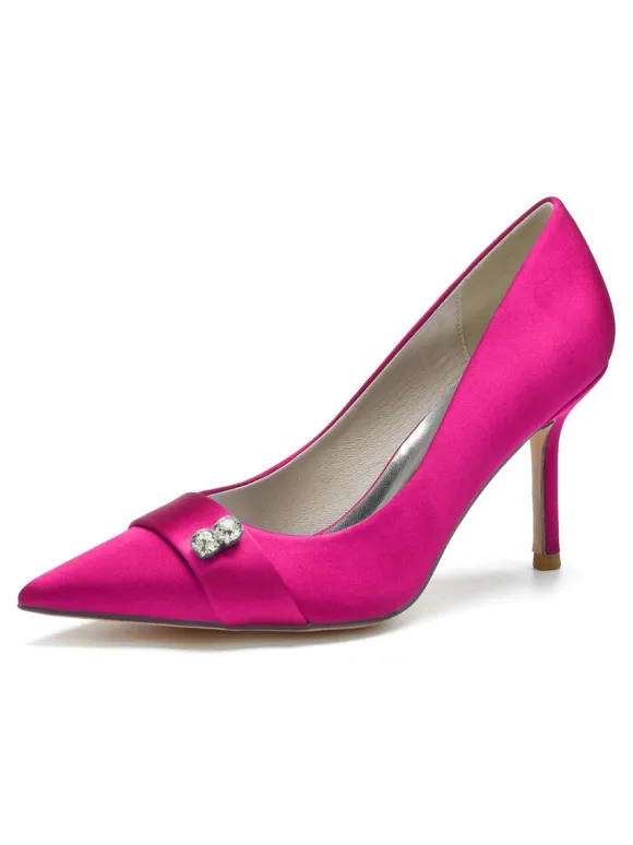 Chaussures de Mariage à Talons Hauts Femme avec Bout Pointu en Paillettes Unicolore