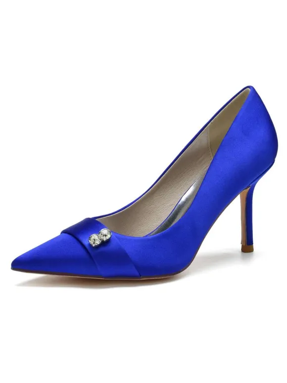 Chaussures de Mariage à Talons Hauts Femme avec Bout Pointu en Paillettes Unicolore