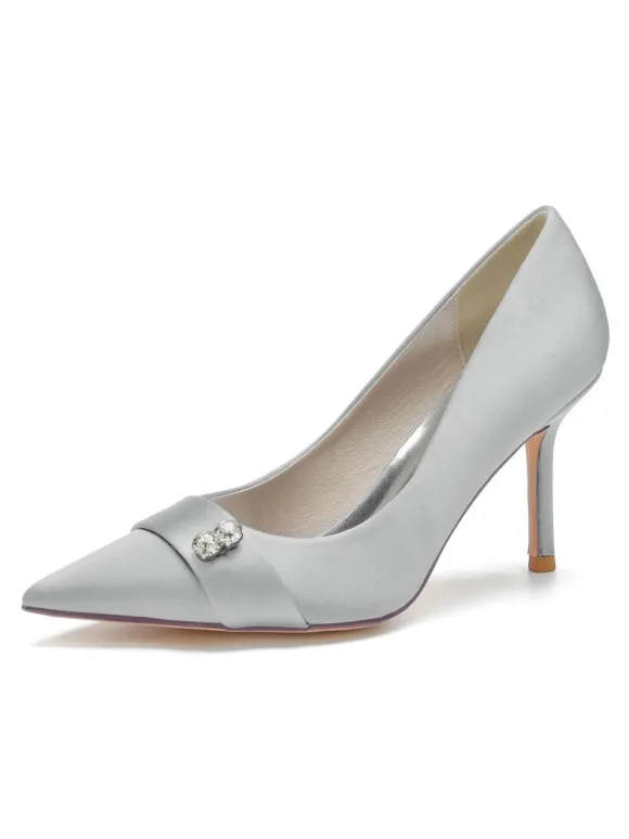 Chaussures de Mariage à Talons Hauts Femme avec Bout Pointu en Paillettes Unicolore