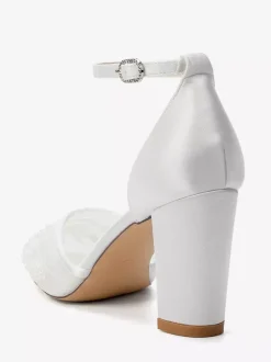Chaussures de mariage à talons carrés bout pointu talons hauts perlés