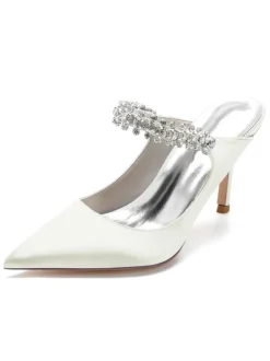 Chaussures de Mariage à Talons Hauts Femme avec Bout Pointu en Paillettes Unicolore