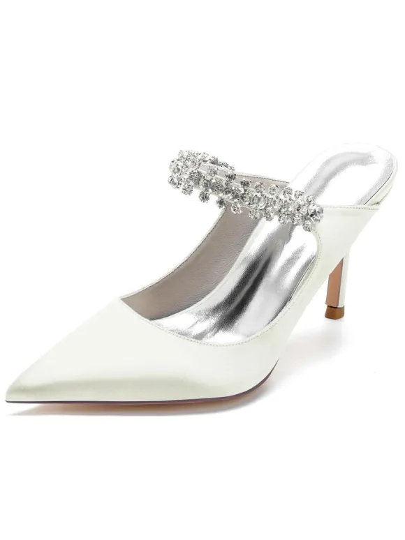 Chaussures de Mariage à Talons Hauts Femme avec Bout Pointu en Paillettes Unicolore