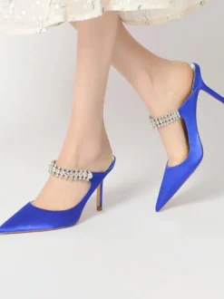Chaussures de Mariage à Talons Hauts Femme avec Bout Pointu en Paillettes Unicolore