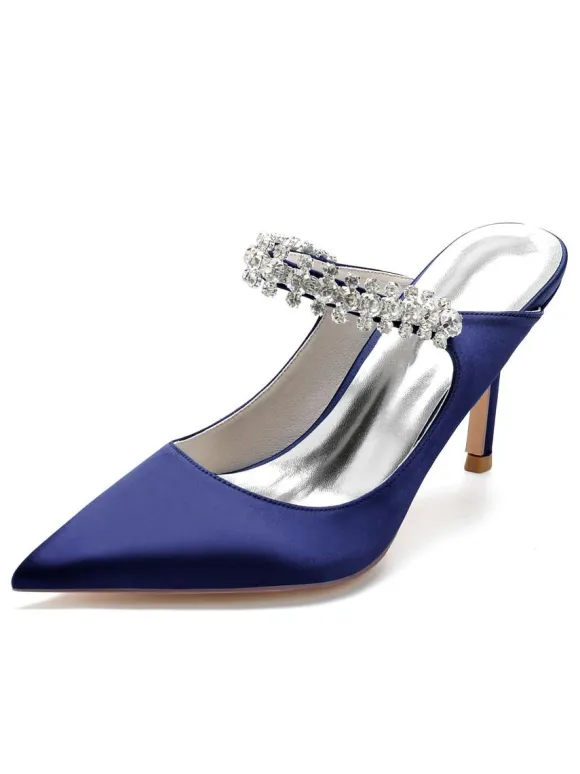 Chaussures de Mariage à Talons Hauts Femme avec Bout Pointu en Paillettes Unicolore