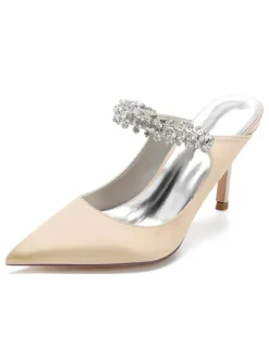 Chaussures de Mariage à Talons Hauts Femme avec Bout Pointu en Paillettes Unicolore