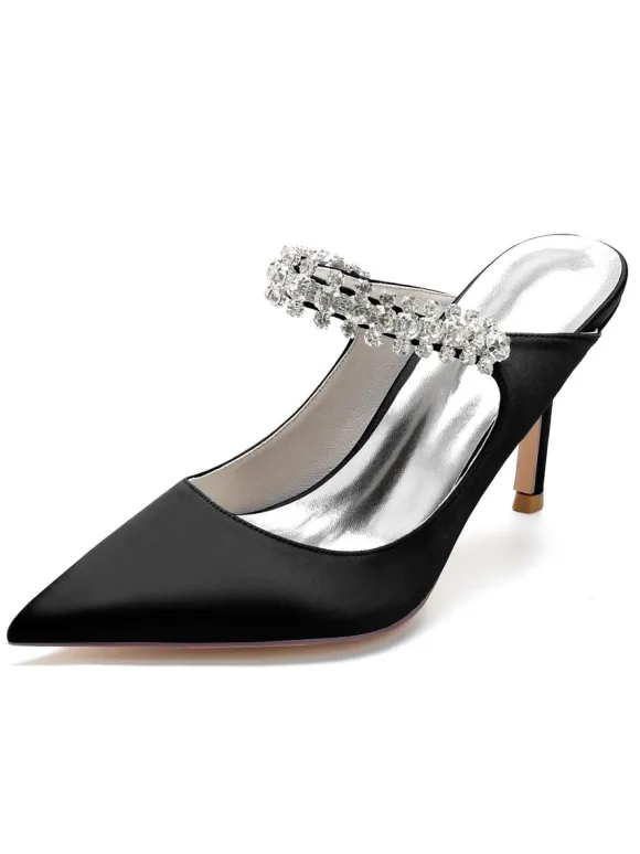 Chaussures de Mariage à Talons Hauts Femme avec Bout Pointu en Paillettes Unicolore