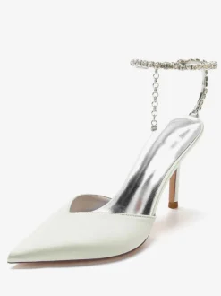 Chaussures de Mariage à Talons Hauts Femme avec Bout Pointu en Paillettes Unicolore