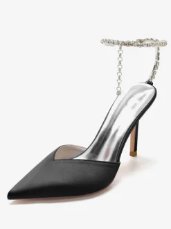Chaussures de Mariage à Talons Hauts Femme avec Bout Pointu en Paillettes Unicolore