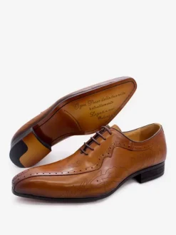 Chaussures de mariage en cuir de vache à bout carré sculpté pour hommes Oxford