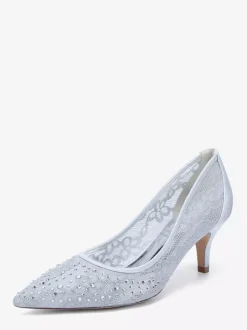 Chaussures de mariage en dentelle à bout pointu et talon chaton pour la mère des demoiselles d'honneur